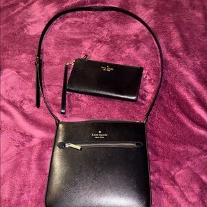 Kate Spade Black Leather Crossbody and Wallet